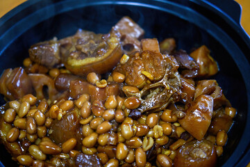 A delicious Chinese dish, Braised Pig Tail with Peanuts