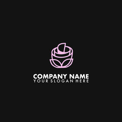 Paper rose logo vector with line style design.