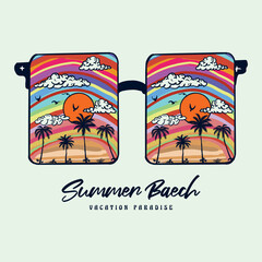 Summer Retro Sunglasses Sunset.  Palm Tree Retro  Palm Tree Retro Sunglasses. Summer Vibes With A Sunglass