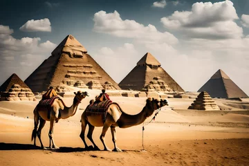 Rolgordijnen camel and pyramids © qaiser