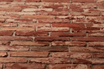 Detail shot of brick wall made from old bricks as a interior design