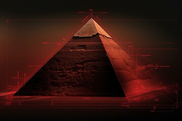 Egyptian pyramid highlighted (red). Generative AI
