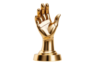 Golden hand award trophy, cut out