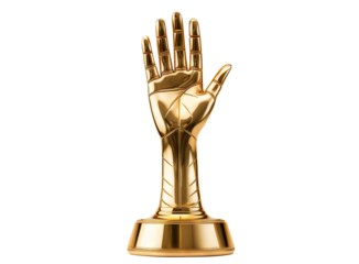 Golden hand award trophy, cut out