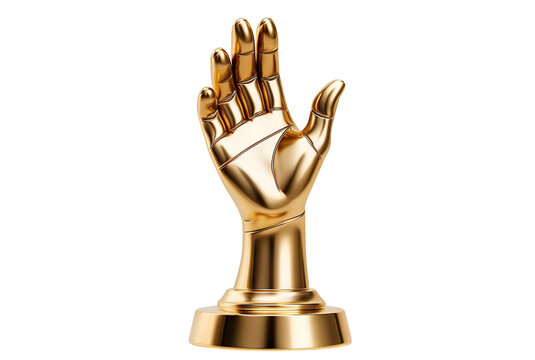 Golden hand award trophy, cut out