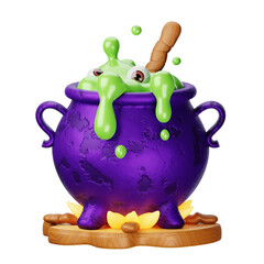 creepy witches cauldron pot with eyes 3d rendered