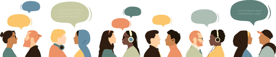 People with chat bubbles. Modern design. Transparent background.