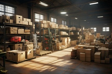 Warehouse with ample supplies. Generative AI