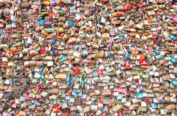 Cologne, Germany on september 30, 2023: Love Locks on the Hohenzollern Bridge over the Rhine, Busiest Railway Bridge in Germany