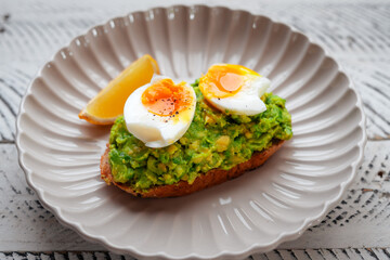 Breakfast Avocado Toast Boiled Eggs