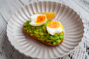 Breakfast Avocado Toast Boiled Eggs