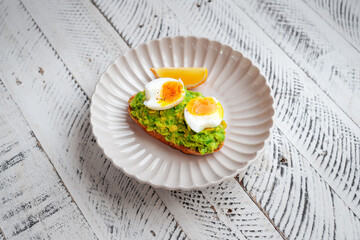 Breakfast Avocado Toast Boiled Eggs