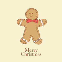 Gingerbread man, christmas toys, christmas cardchristmas decorations, line art, celebration, holidays, december 25, illustration	