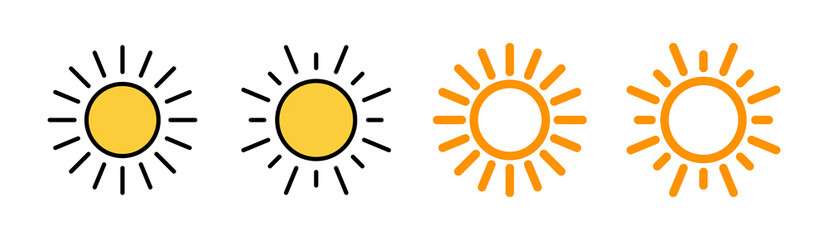 Sun icon set for web and mobile app. Brightness sign and symbol.