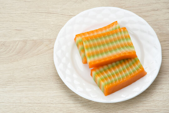 Kue Lapis or Kue Pepe or sticky layer cake, Indonesian traditional snack made from rice flour
