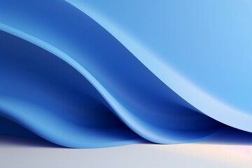3D風背景。セルリアンブルーの立体的で曲線的な壁と床がある抽象的な空間
