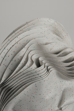 3D render of layers of white spotted material