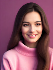 Fototapeta premium Portrait of beautiful young woman with clean fresh skin, natural make-up and green eyes. Studio shot.