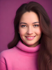 Fototapeta premium Portrait of beautiful young woman with clean fresh skin, natural make-up and green eyes. Studio shot.