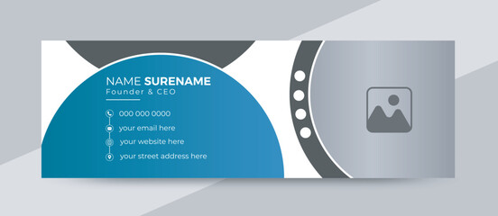 Corporate Email signature template or email footer and personal social media cover templates with an author photo place creative modern layout	
