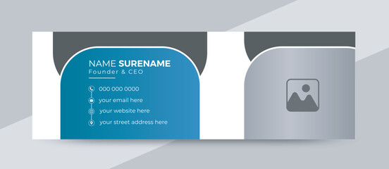 Corporate Email signature template or email footer and personal social media cover templates with an author photo place creative modern layout	