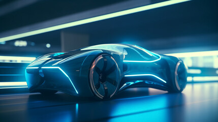 Advanced autonomous vehicle on a futuristic highway