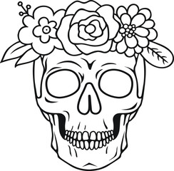 skull with flowers