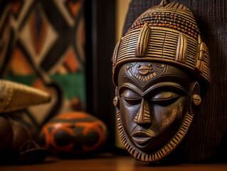 Intricately Carved Traditional African Mask