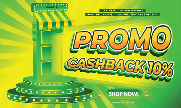 PROMO CASHBACK 10 PERCENT 3D TEXT EFFECT VECTOR EDITABLE SUPER BIG SALE DISCOUNT PAYDAY SHOPPING