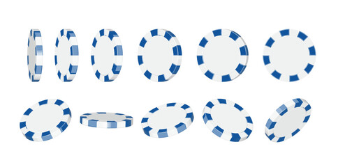 Illustration of poker chips from various angles (casino chips)