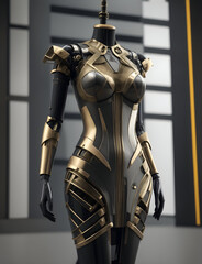 Naklejka premium Futuristic Fashion Mannequin - Metropolis Glam Dress