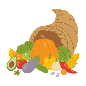 recommend clip art:  vector cartoon  vegetables in cornucopia horn of plenty