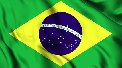 Brazil waving flag 4K animation video. Brazilian waving flag seamless looping animation