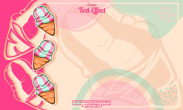seamless cute mint ice cream hand drawn pattern background