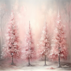Pink Christmas Tree Digital Paper Clip Art Sublimation Background