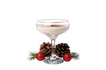 PNG,eggnog cocktail with cones, isolated on white background