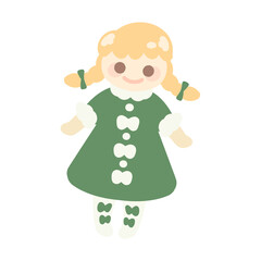 ホリデーな緑のドレスの人形☆PNG