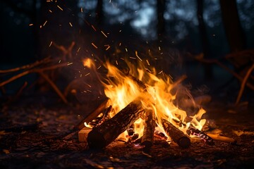 Feuerzauber auf dem Zeltplatz: Lagerfeuer in der Dunkelheit