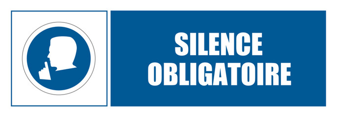 Silence obligatoire EPI panneau rond bleu équipement de sécurité obligatoire - obrazy, fototapety, plakaty