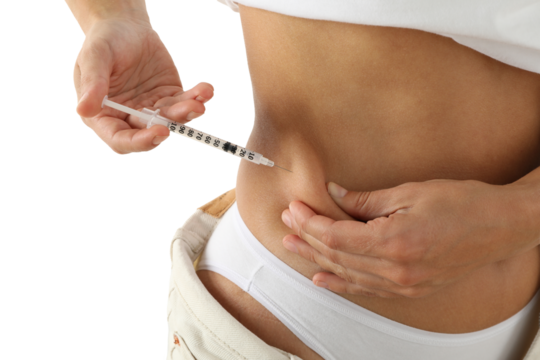 PNG, Woman and injection, isolated on white background