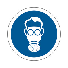 Masque respiratoire EPI panneau rond bleu équipement de sécurité obligatoire