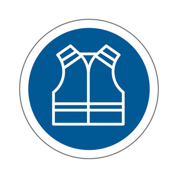 Gilet s&eacute;curit&eacute; EPI panneau rond bleu &eacute;quipement de s&eacute;curit&eacute; obligatoire