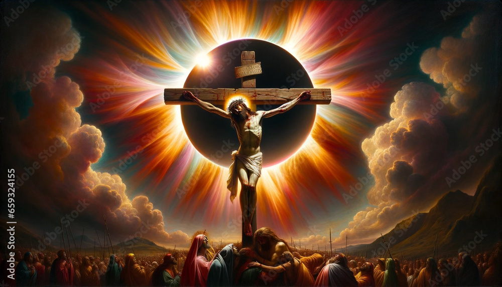 Canvas Prints the son's divine radiance: the solar eclipse of salvation in the crucifixion and sacrifice of jesus 