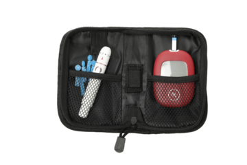 PNG, Medical equipment for diabetics in case, isolated on white background