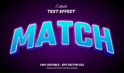 Fototapeta premium Match editable 3d glow text effect