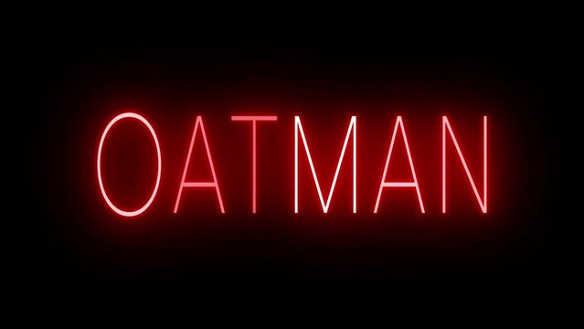 Flickering red retro style neon sign glowing against a black background
