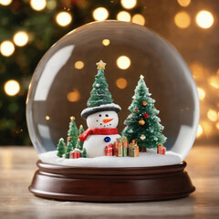 realistic christmas snow globe with snow mas