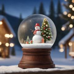 realistic christmas snow globe with snow mas