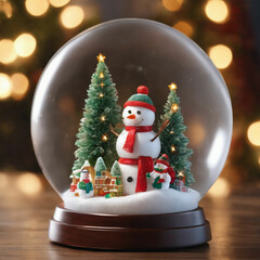realistic christmas snow globe with snow mas