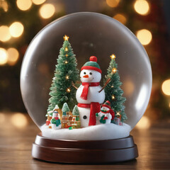 Obraz premium realistic christmas snow globe with snow mas